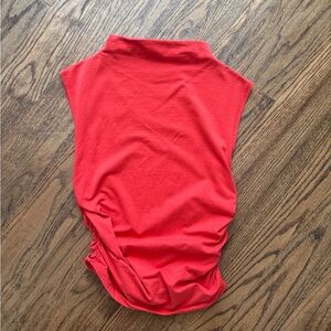 Maeve by Anthropologie Vibrant Red Mock Neck Rouche Top Small